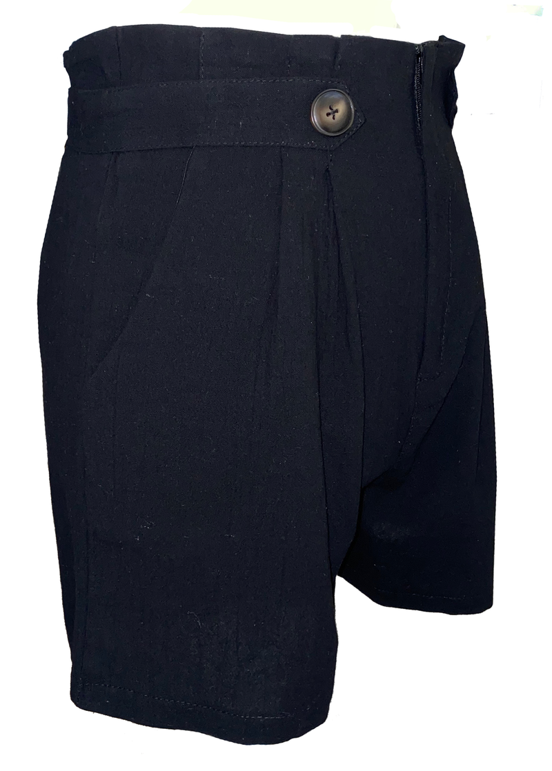 Women’s Black Casual High Waist Summer Beach Shorts with Pockets.