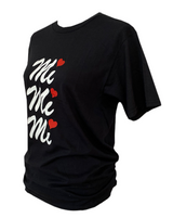 Women Unisex Loose Black T-shirt White Red Logo MiMiMi