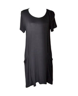 Black Flowy Short Dress with Front Pockets