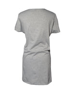Gray T-Shirt Dress with Front Belt