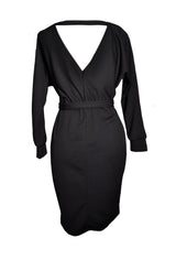 Black V Neck Casual Work Business Dress For Women