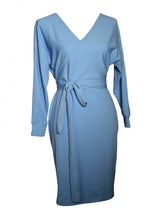 Blue V Neck Casual Work Business Dress For Women