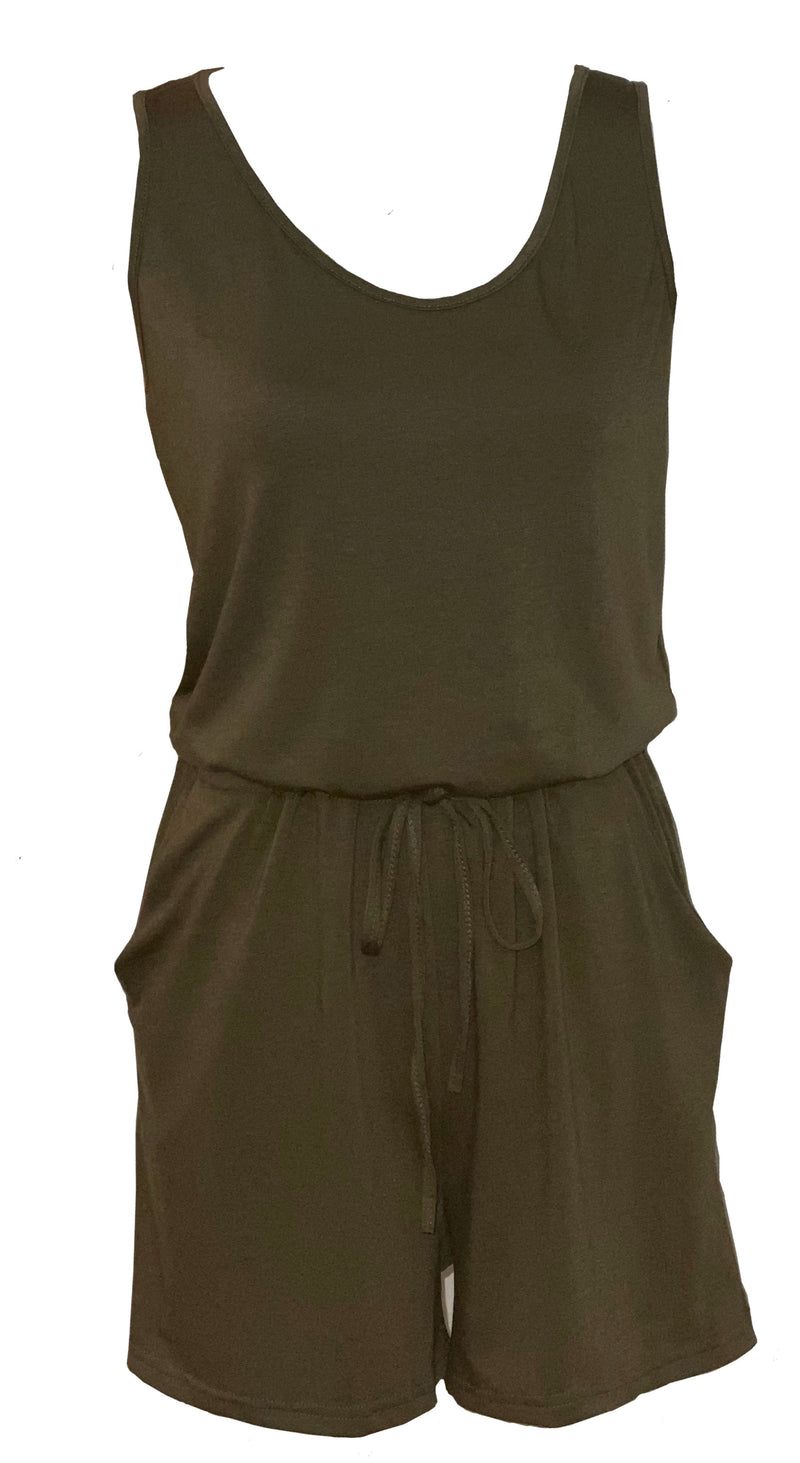 Women’s Green Summer Sleeveless Tank Top Short Jumpsuit.