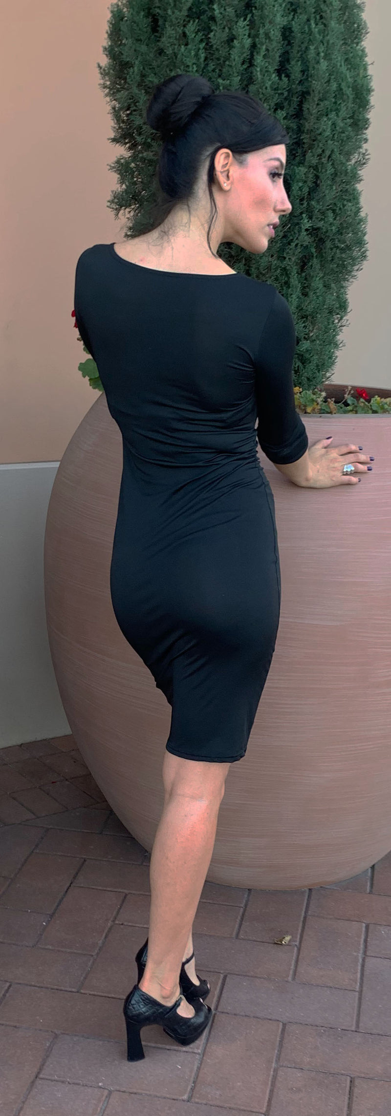 WOMEN SEXY FRONT ZIPPER EVENING BLACK DRESS